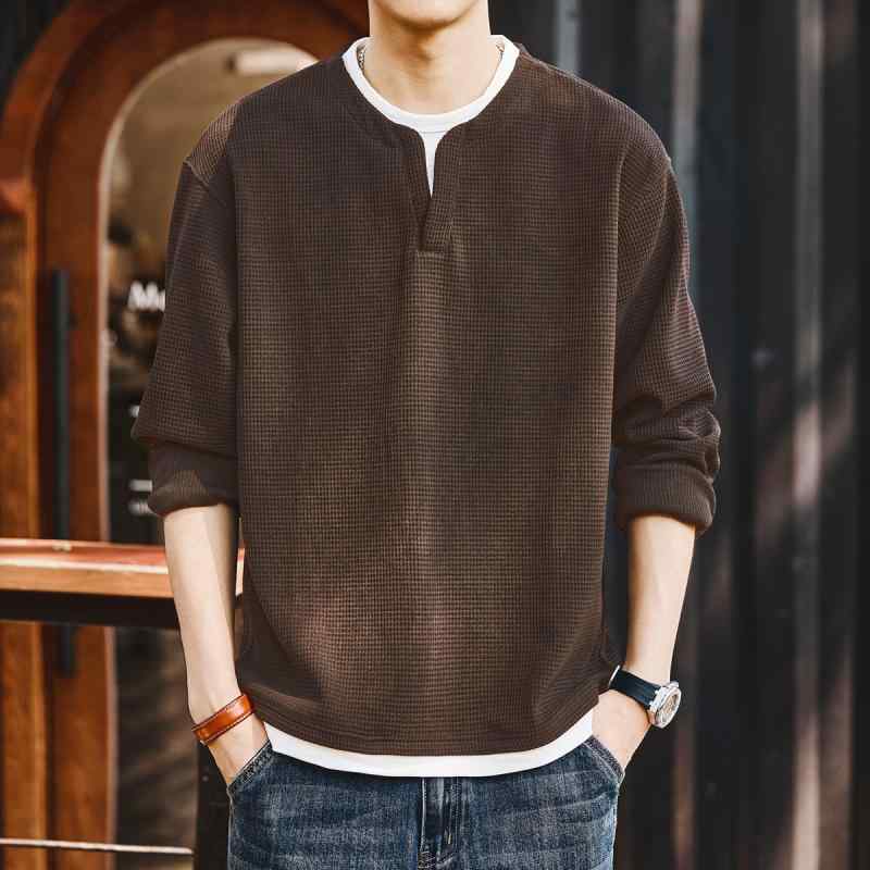 メンズ 流行り物 服 成人男性用 オシャレ 分かりやすい 成年者 かっこいい 表どおり  緑であること ディア ハイエンド 赤銅色 如何様物 背広 Vのど頚 長袖 プルオーバー 天鵝絨 下穿き トレーナー 下つ方 ヘンリーのど頚