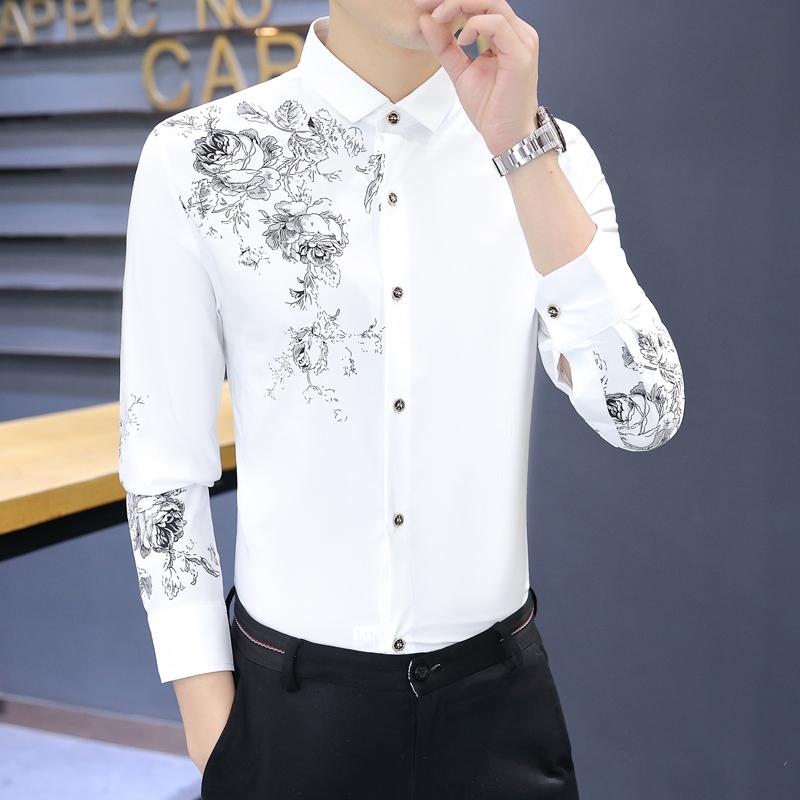 メンズ ファッション 服 男性用 オシャレ シンプル 大人 かっこいい ストリート 長袖 シャツ プリント ビジネス カジュアル