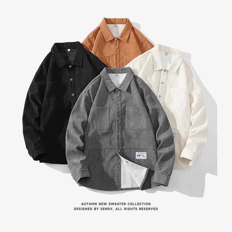 秋　冬 コーデ メンズ 服 シンプル ファッション オシャレ 大人 かっこいい 大きいサイズ ストリート 紳士服 ジャケット トップス コーデュロイ 長袖 シャツ ジャケット