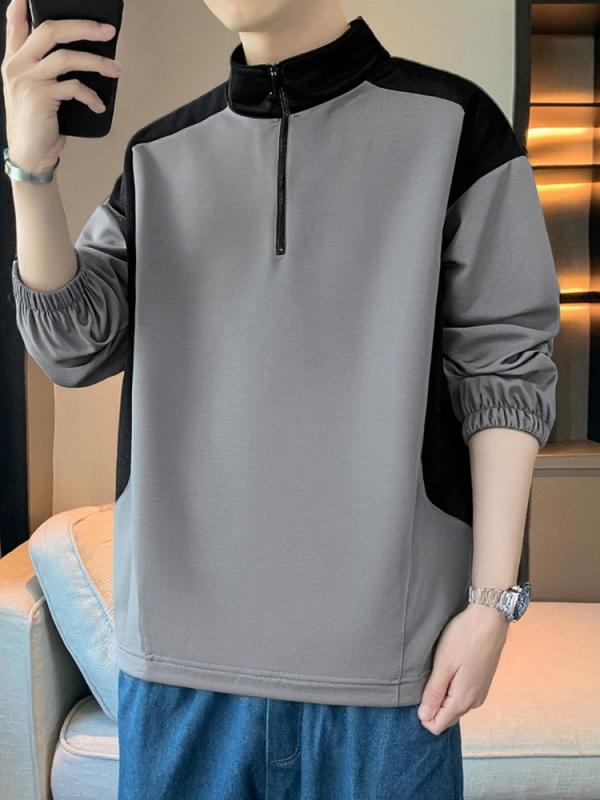 メンズ ファッション 服 男性用 オシャレ シンプル 大人 かっこいい ストリート 秋コーデ ユニセックス スウェット シャツ アメリカン ハーフ ジッパー 長袖 トップス