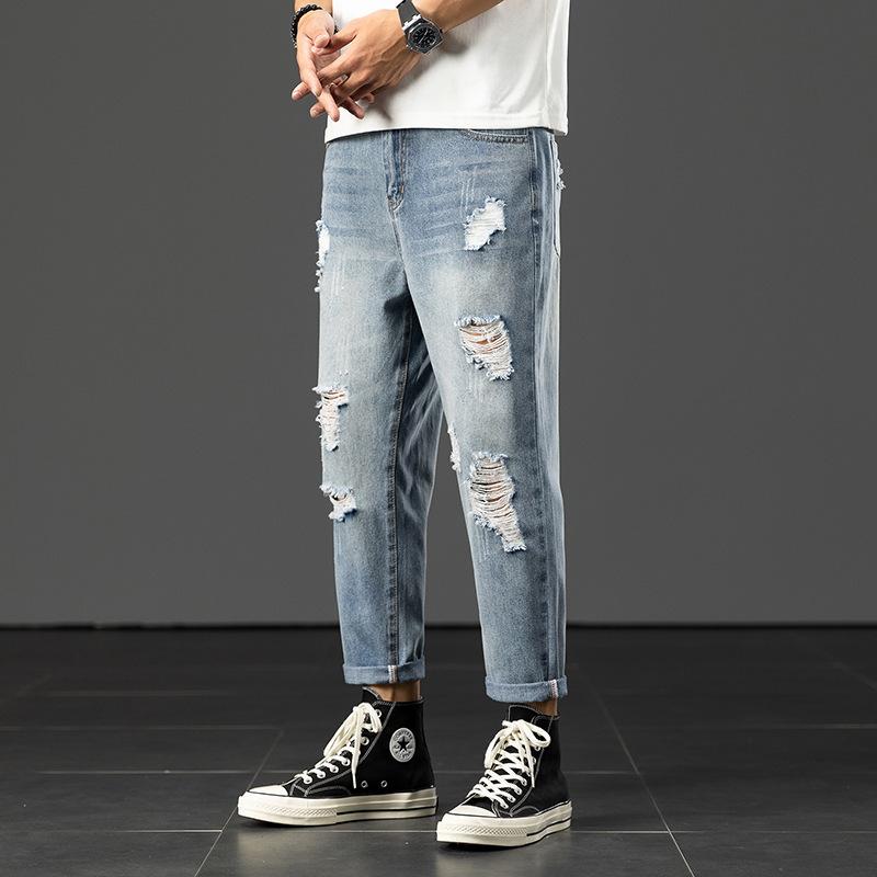 秋 冬 コーデ メンズ 服 分かりやすい 流行り物 オシャレ 成年者 かっこいい 途轍も無い大きさ 表どおり 成人男性服 リップド デニム 九分丈 透け透け ズボン下 キャロット