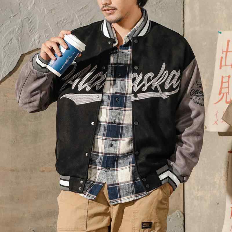 秋　冬 コーデ メンズ 服 シンプル ファッション オシャレ 大人 かっこいい 大きいサイズ ストリート 紳士服 アメリカン レトロ ジャケット ヴィンテージ レター エコ レザー スリーブ カレッジ カラーマッチング