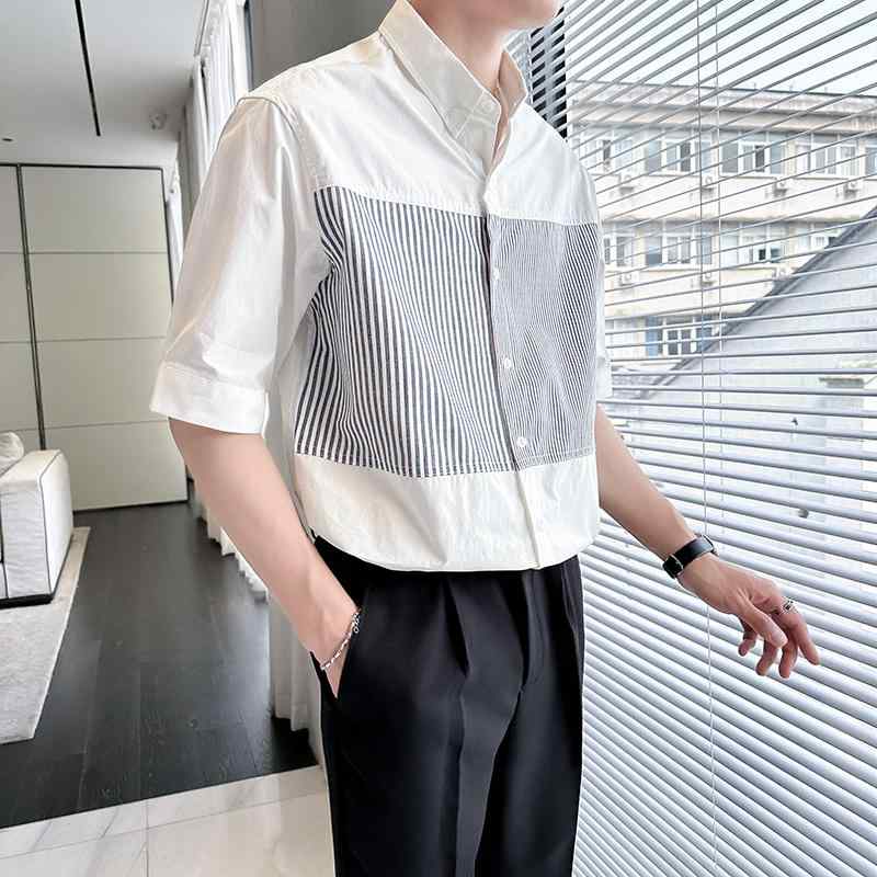 メンズ ファッション 服 男性用 オシャレ シンプル 大人 かっこいい ストリート 半袖 シャツ カジュアル トップス ゆったり 軽量 大人 五分丈中袖 シャツ ジャケット