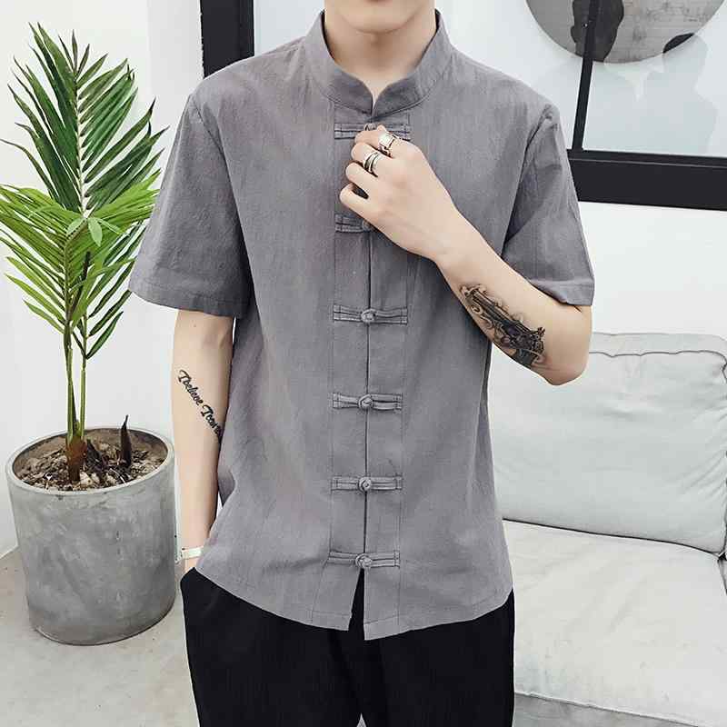 メンズ ファッション 服 男性用 オシャレ シンプル 大人 かっこいい ストリート リネン 半袖 シャツ コットン リネン レトロ アジアンテイスト スーツ ボタン 半袖 トップス 薄手 ジャケット