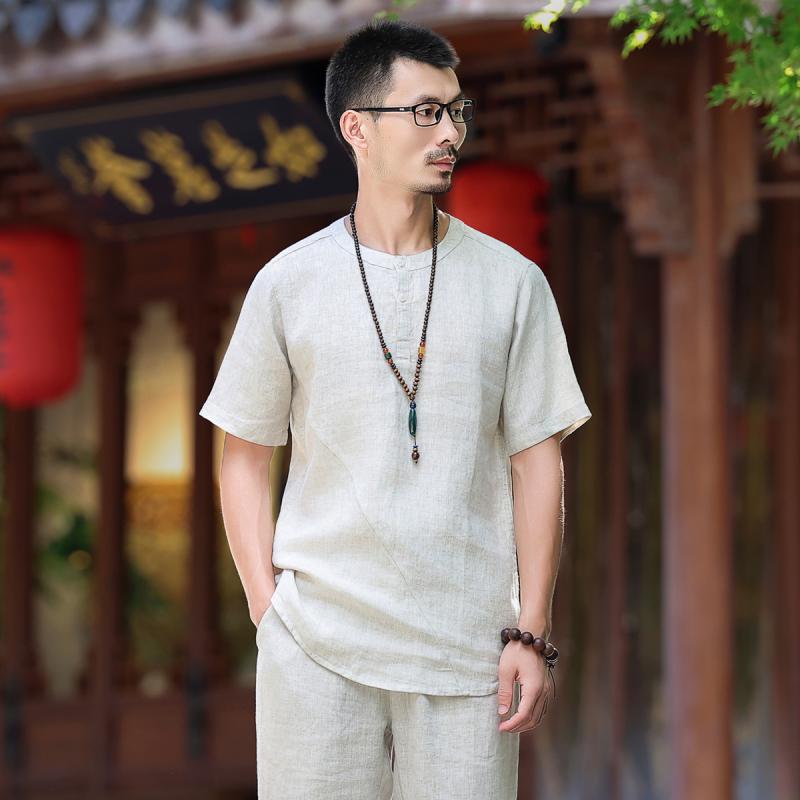 メンズ ファッション 服 男性用 オシャレ シンプル 大人 かっこいい ストリート 麻 T シャツ メンズ フル リネン トップス 夏 ゆったり 半袖 レトロ コットンリネン 服