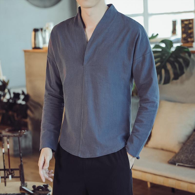 メンズ ファッション 服 男性用 オシャレ シンプル 大人 かっこいい ストリート コーデ リネン 長袖 シャツ レトロ コットン リネン 漢服 アジアンテイスト スーツ トップス