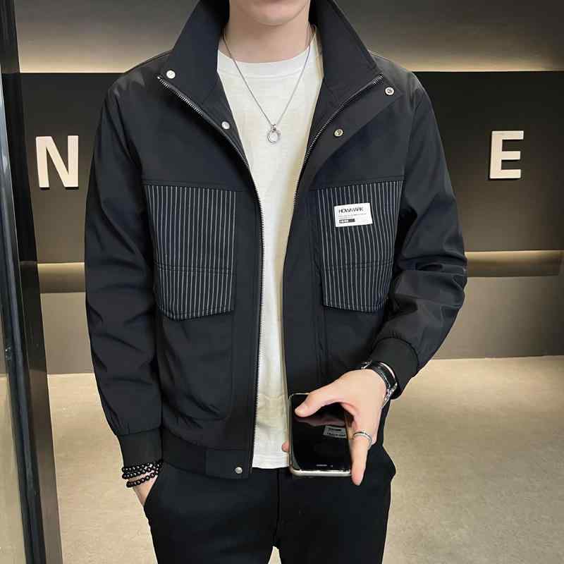 メンズ ファッション 服 男性用 オシャレ シンプル 大人 かっこいい ストリート コーデ ストライプ ジャケット スタンドカラー カジュアル ジャケット