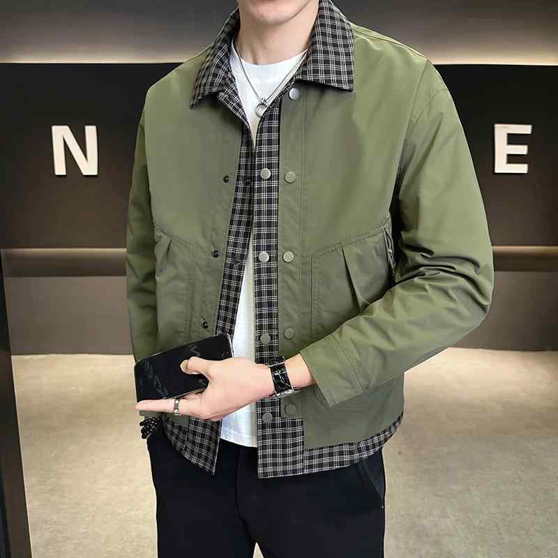 メンズ ファッション 服 男性用 オシャレ シンプル 大人 かっこいい ストリート コーデ フェイクツーピース ジャケット チェック アメリカン カジュアル ジャケット