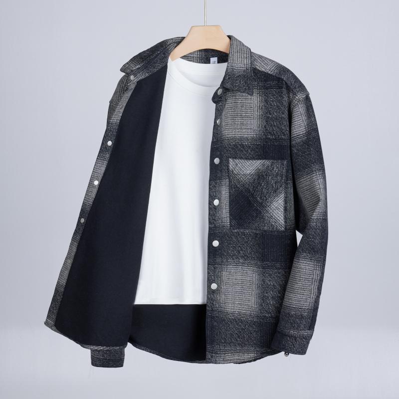 秋　冬 コーデ メンズ 服 シンプル ファッション オシャレ 大人 かっこいい 大きいサイズ ストリート 紳士服 チェック柄 シャツ 長袖 アメカジ ウール ジャケット アウター