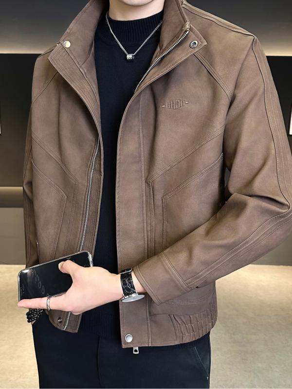 メンズ 流行り物 服 成人男性用 オシャレ 分かりやすい 成年者 かっこいい 表どおり コーデ 上衣 心地よい レトロ PUなめし革 上衣 照明ランプ色合い 上衣