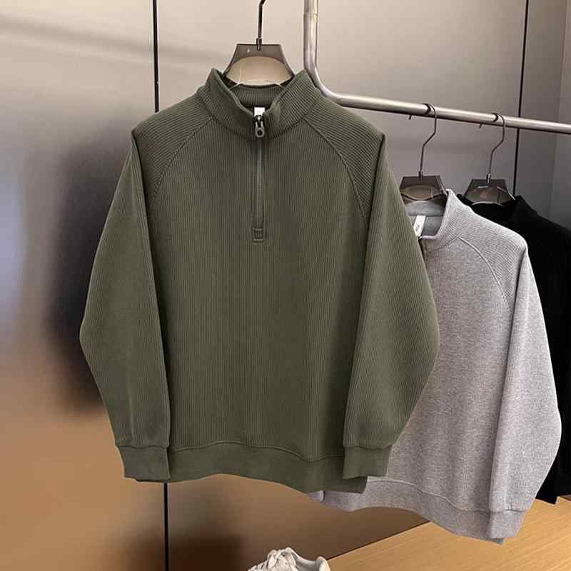 秋 冬 コーデ メンズ 服 分かりやすい 流行り物 オシャレ 成年者 かっこいい 気が大きい大きさ 表どおり 成人男性服 二分の一 ジップ トレーナー ティーシャツ 照明ランプ色合い プルオーバー