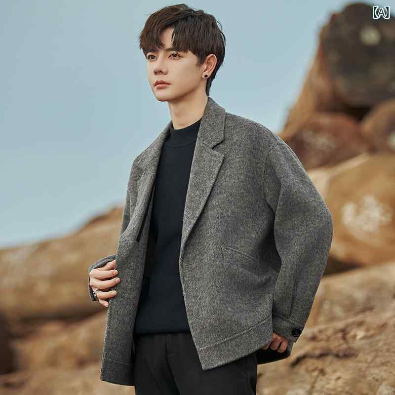 メンズ ファッション 服 男性用 オシャレ シンプル 大人 かっこいい ストリート ダブルフェイスウール スーツ ジャケット 厚手 コート｜リコット 14,011円