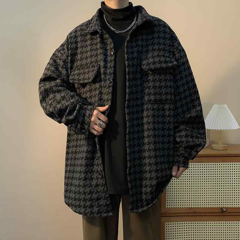 春 コーデ メンズ 用 服 分かりやすい 流行り物 オシャレ 成年者 かっこいい 馬鹿でかい大きさ 表どおり 成人男性服 ス チドリ透かし彫り 羊毛 厚地の外套 ビッグ衣嚢 細工物 上衣 トップス