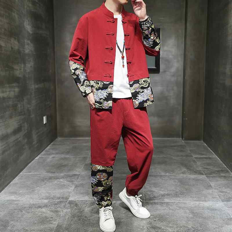 メンズ ファッション 服 男性用 オシャレ シンプル 大人 かっこいい 大きいサイズ ストリート 紳士服 スーツ 綿 リネン レトロ 漢服 チュニック ジャケット 衣装