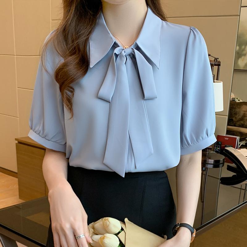 秋服 レディース ファッション オシャレ カワイイ シンプル 大人カワイイ 大きいサイズ 半袖 シフォン シャツ 秋 レースアップ シャツ 薄手｜リコット 8,171円