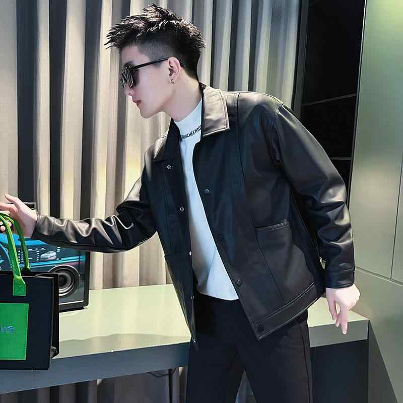 春 コーデ メンズ 用 服 シンプル ファッション オシャレ 大人 かっこいい 大きいサイズ ストリート 紳士服 レザー ジャケット カジュアル スタイリッシュ 流 ジャケット｜リコット