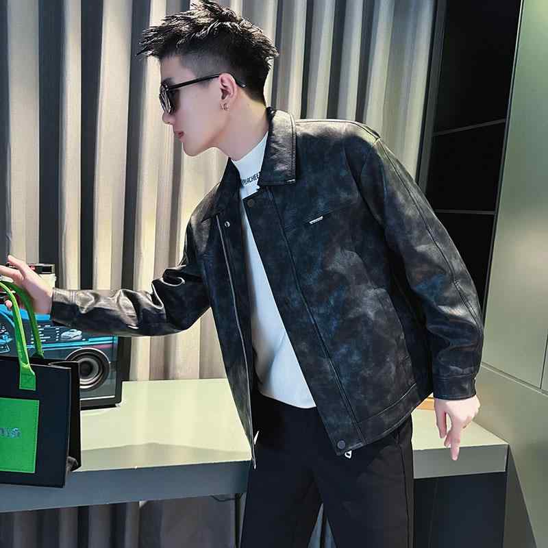 春 コーデ メンズ 用 服 シンプル ファッション オシャレ 大人 かっこいい 大きいサイズ ストリート 紳士服 ダーティー ジャケット 韓国スタイル PU ライダース ウェア｜リコット