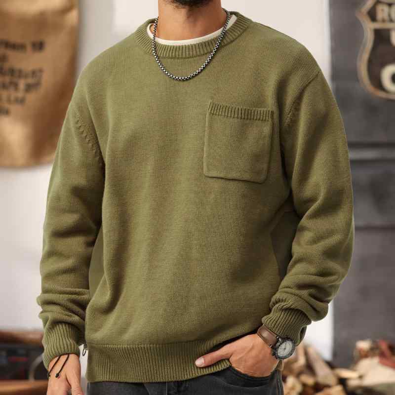 ゴールドメッキ 毛糸 流汗 プルオーバー メンズ 春 秋 コーデ ゆったり 相応う ベースレイヤー 労働者の一団のど頚 長袖 プルオーバー