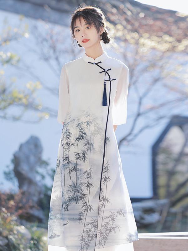 アオザイ アジアンテイスト 御召しもの レディース 紅茶 夏 朱夏 衣裳