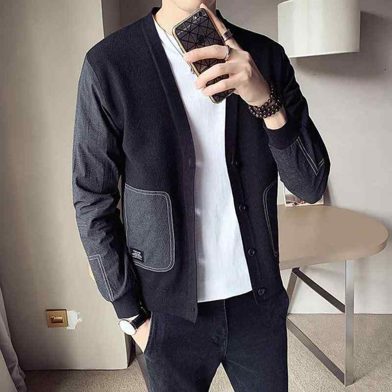 メンズ 流行り物 服 成人男性用 オシャレ 分かりやすい 成年者 かっこいい 途轍も無い大きさ 表どおり 成人男性服 韓国表現スタイル か細い プルオーバー 衣嚢 上衣 心地よい 編み物 ジレー