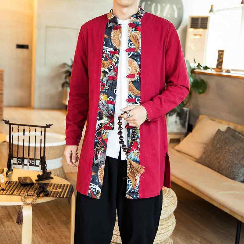 メンズ ファッション 服 男性用 オシャレ シンプル 大人 かっこいい 大きいサイズ ストリート 紳士服 レトロ ボタン カラー ブロック 長袖 シャツ ミドル丈 スーツ エスニック トップ スーツ