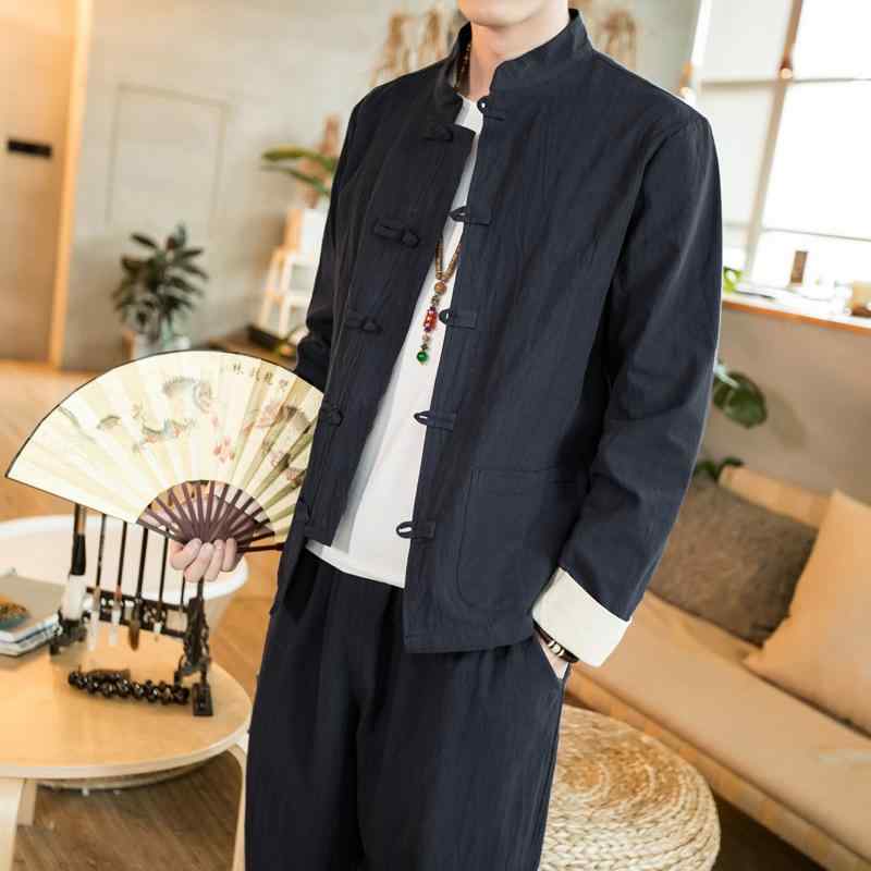 メンズ 流行り物 服 成人男性用 オシャレ 分かりやすい 成年者 かっこいい 途轍も無い大きさ 表どおり 成人男性服 レトロ バックル 背広 背広 漢服 綿 リネン