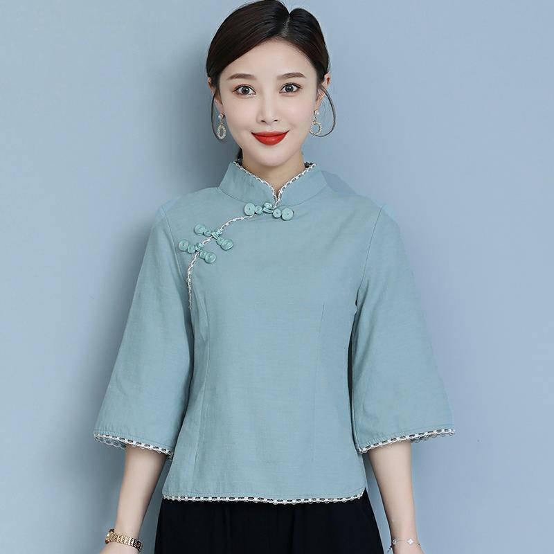 レディース 民族風 アジアンテイスト ドレス 唐装 上着 レトロ 茶師服 ツーピース セット トップス