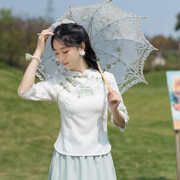 民族風 レトロ レディース 漢服 アジアンテイスト 御召しもの トップス 唐装 茶道 御召しもの 背広 書き割り トップス