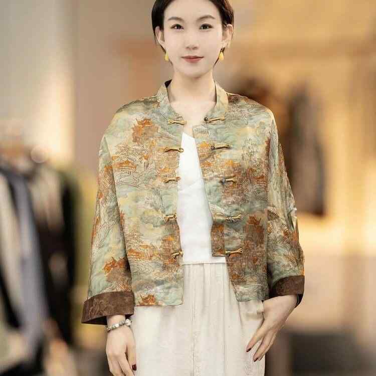 レトロ カーディガン ジャケット 素材 唐装 トップス エレガント レディース 服 アウター
