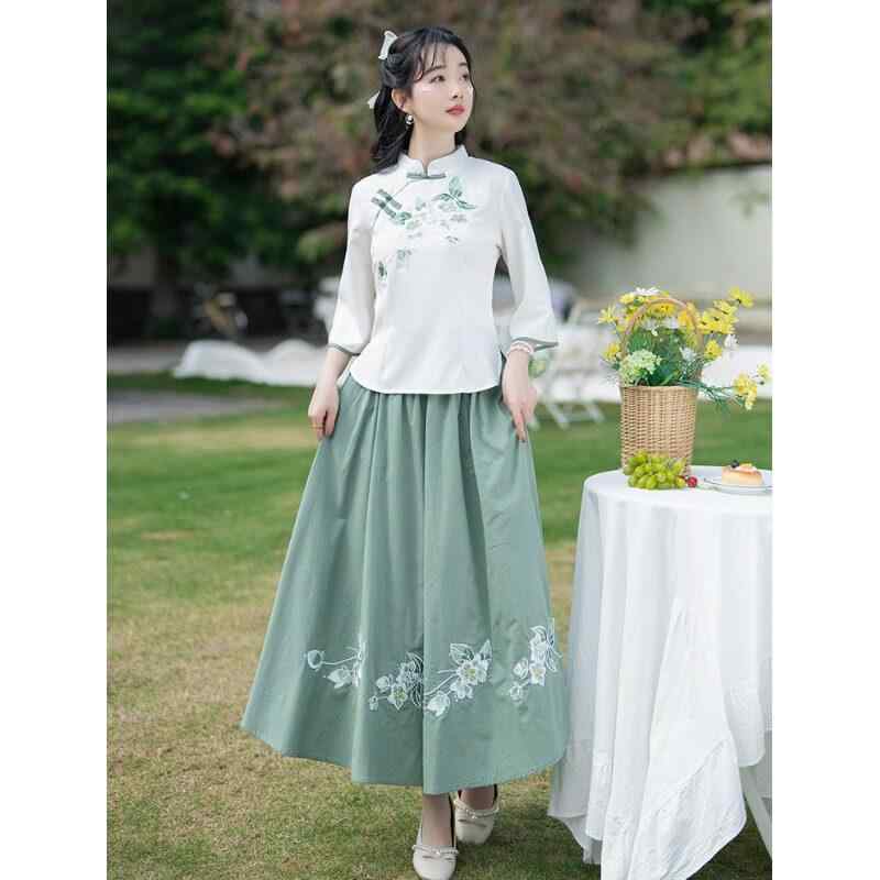 民族風 アジアンテイスト ドレス トップス 漢服 スーツ スカート レディース 唐装 茶道 衣装 トップス
