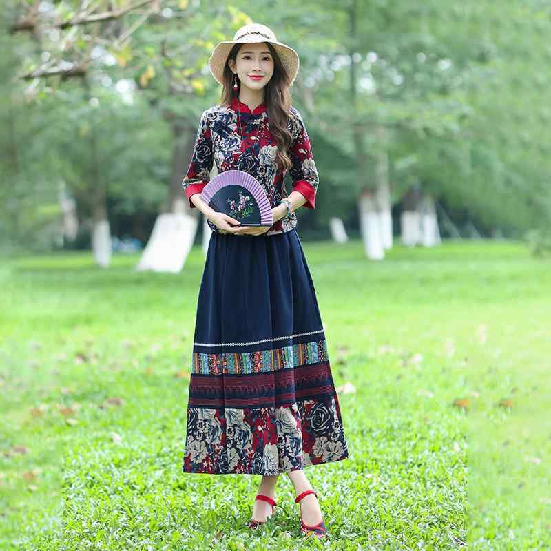 レトロ 唐装 綿織物 リネン 紅茶 御召しもの エスニック レディース 服 アジアンテイスト トップス スコート 背広 トップス
