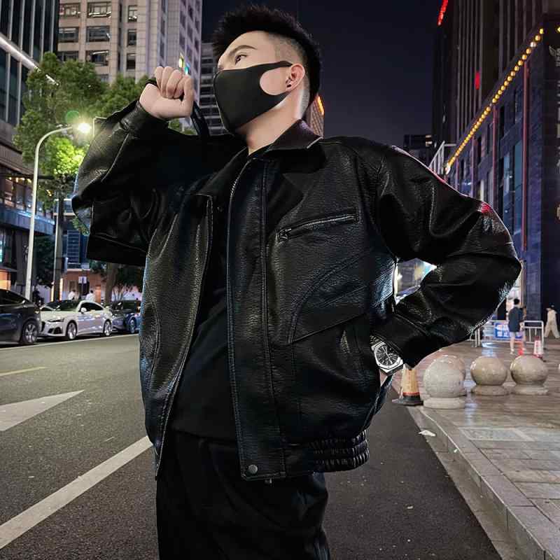 春 コーデ メンズ 用 服 シンプル ファッション オシャレ 大人 かっこいい 大きいサイズ ストリート 紳士服 ヘビーデューティ ライダース 服 黒革 ジャケット PU レザー ジャケット