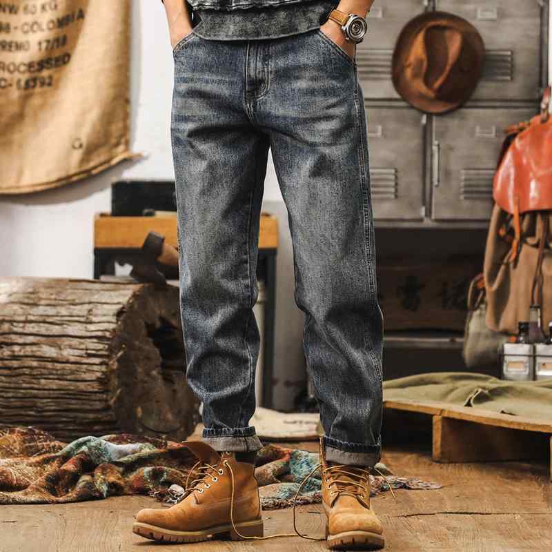 春 コーデ メンズ 用 服 シンプル ファッション オシャレ 大人 かっこいい 大きいサイズ ストリート 紳士服 アメリカン ヘビー ジーンズ レトロ ウォッシュ ストレート カジュアル パンツ