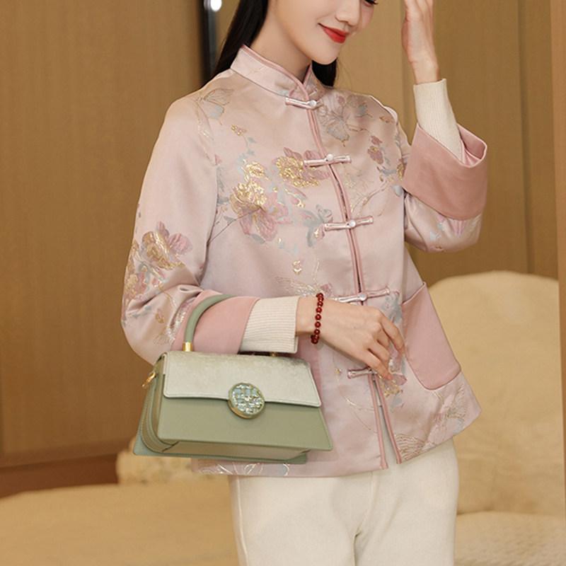 アジアンテイスト 御召しもの レトロ 長袖 レディース 服 漢服 唐装 厚地の外套 蝦 名取り草 トップス アウター