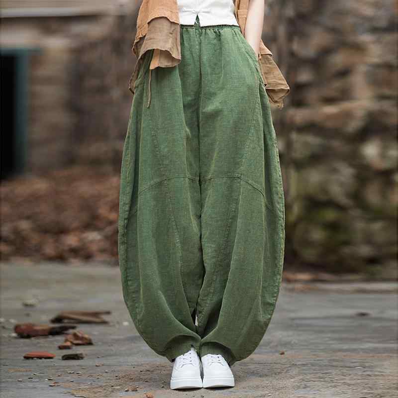レディース ダメージ加工 ドレープ ランタン パンツ コットン リネン 服 太極拳 ロング