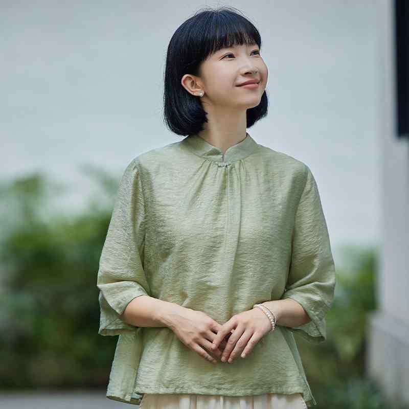 レディース 紅茶 お召しもの レトロ アジアンテイスト トップス