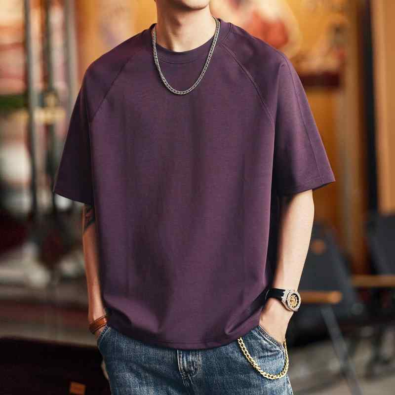 アメリカン レトロ ドロップショルダー 半袖 Tシャツ メンズ 夏 ゆったり ラウンドネック ハーフ スリーブ