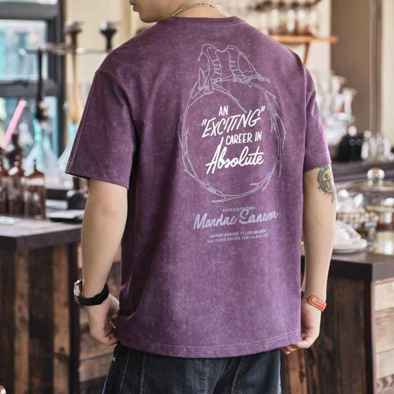 レトロ 半袖 Tシャツ メンズ 夏 タイダイ コットン 半袖 Tシャツ