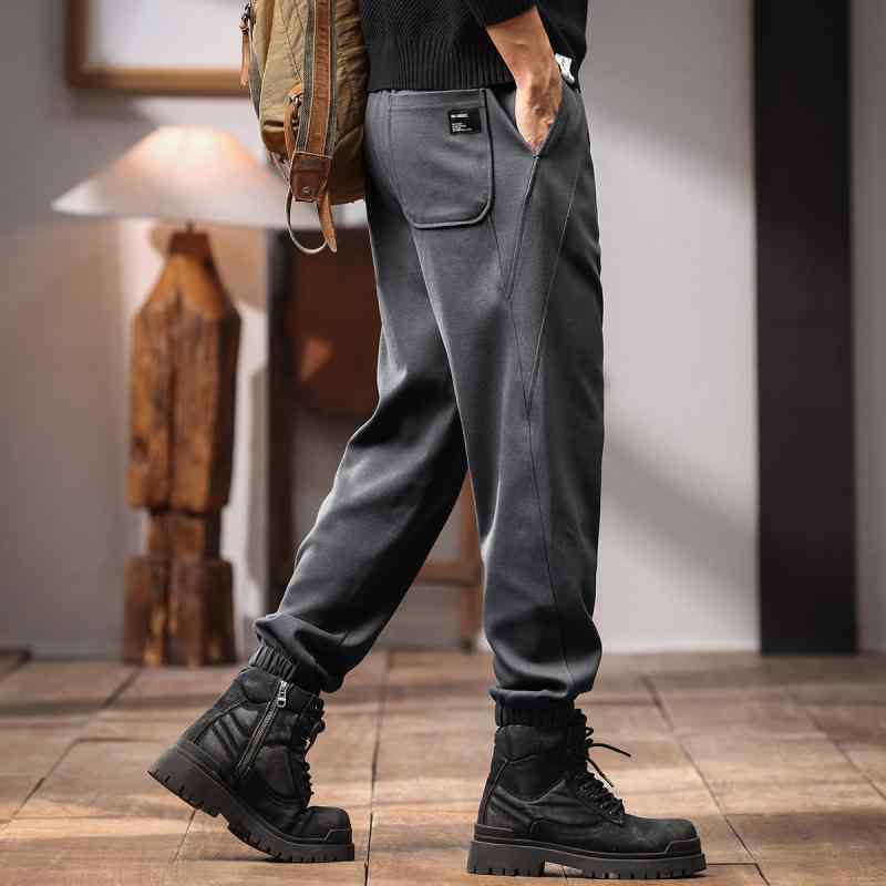 アメリカン レトロ ジョガー スウェット パンツ メンズ ゆったり テーパード カジュアル パンツ