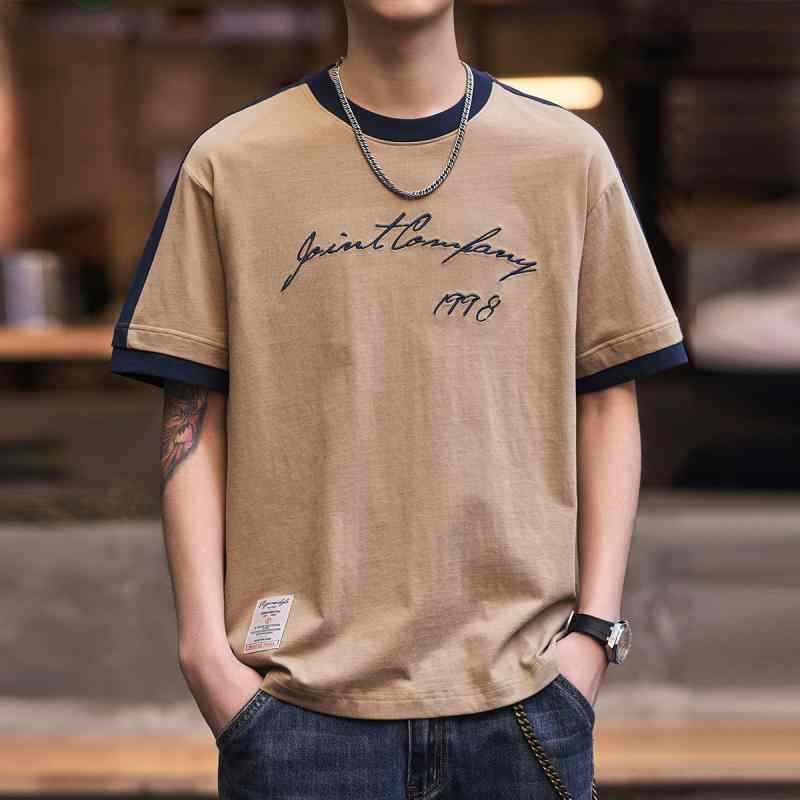 レター 半袖 Tシャツ メンズ 夏 綿 Tシャツ