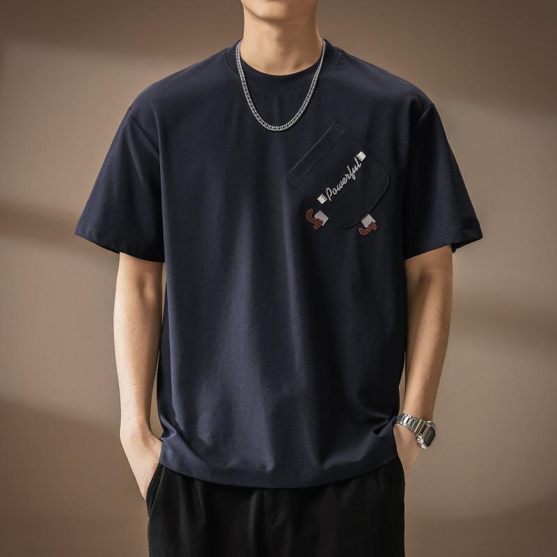 ポケット 半袖 Tシャツ メンズ 夏 コーデ スタイル カジュアル シンプル ゆったり フィット プルオーバータイプ