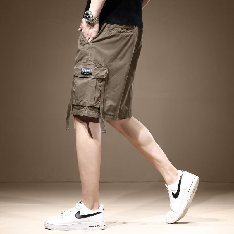 薄手 機能的 メンズ カーゴ パンツ 複数 ポケット クール ミッド パンツ ストレート レッグ カジュアル パンツ|リコット
