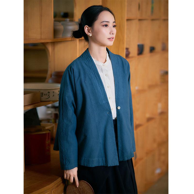 レディース 綿　麻 ダブルレイヤー コート アウター