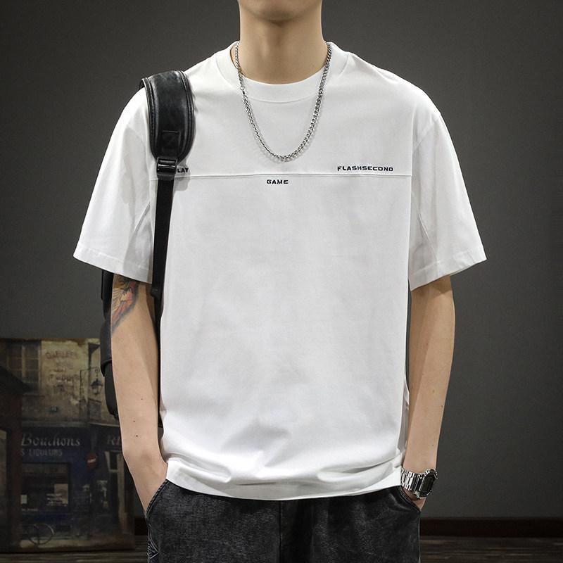 夏 コットン カジュアル メンズ 半袖 Tシャツ アメリカン スタイル フィット クルーネック Tシャツ