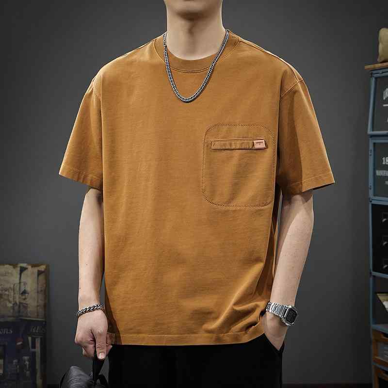 アメリカン レトロ カジュアル メンズ 半袖 Tシャツ 夏 ゆったり 綿 ラウンドネック 半袖 Tシャツ |リコット