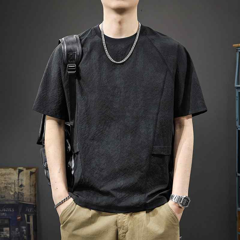 夏 メンズ 半袖 Tシャツ カジュアル ゆったり 着心地 大きいサイズ 薄手 ラウンドネック 速乾 ひんやり テクスチャード Tシャツ