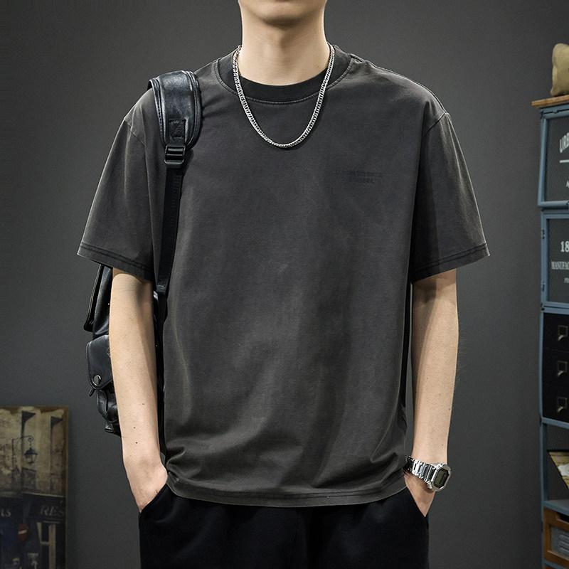 アメリカン メンズ 半袖 Tシャツ ダメージ加工 夏 コーデ スタイル プリント 通気性 薄手 ラウンドネック カジュアル トップス