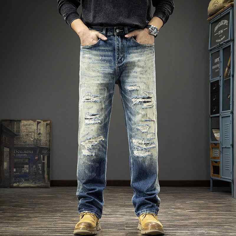 アメリカン 不都合産業 引っ切り無い レッグ デニム メンズ 春 綿 不都合産業 ゆったり ベガースタイル ズボン下