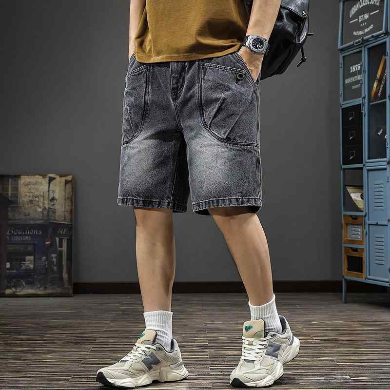 ストレート レッグ デニム パンツ メンズ 夏 コーデ スタイル ウォッシュ加工 ダメージ加工 アメリカン レトロ パンツ ゆったり フィット ワーク ウェア スタイル