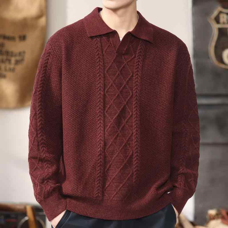 メンズ 赤いこと 羊毛 汗水 プルオーバー 秋 冬 表現スタイル ポロ 色合い ベースレイヤー 今めかしい いの一番